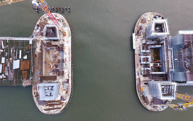 Drawbridge construction at Terengganu River