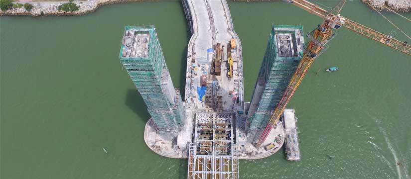 Drawbridge pier and tower construction