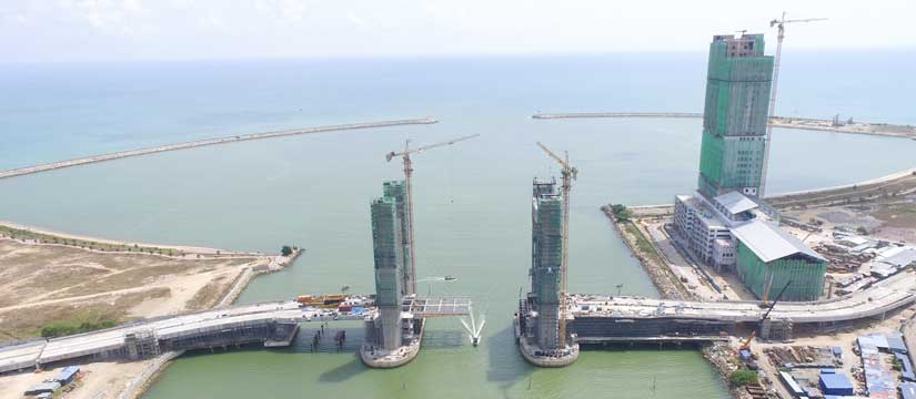 Drawbridge aerial view of construction