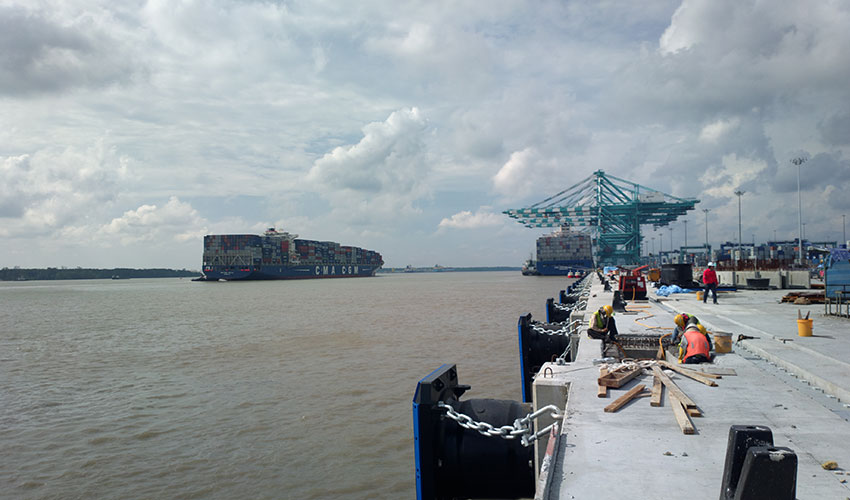 PTP wharf construction aerial view